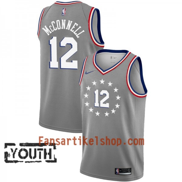 Philadelphia 76ers Trikot T.J. McConnell 12 2018-19 Nike City Edition Grau Swingman - Kinder